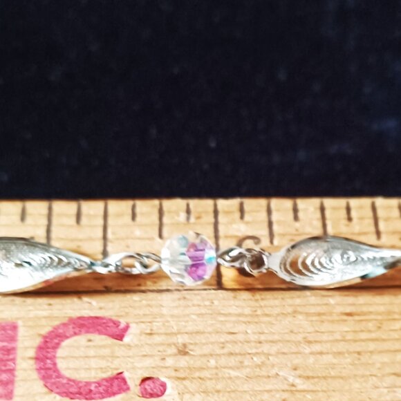 Sterling Silver-Aura Borealis beaded Bracelet 7" - Picture 4 of 5